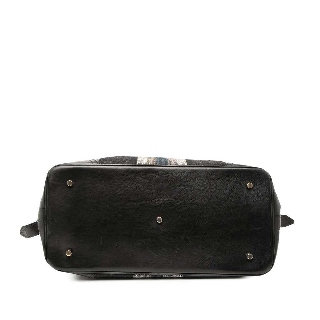 Burberry Leather Trimmed Tweed Striped Weekender - 3