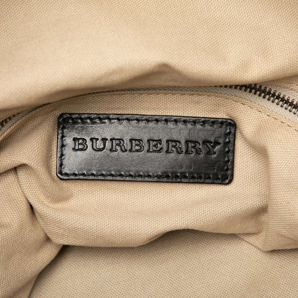 Burberry Leather Trimmed Tweed Striped Weekender - 5