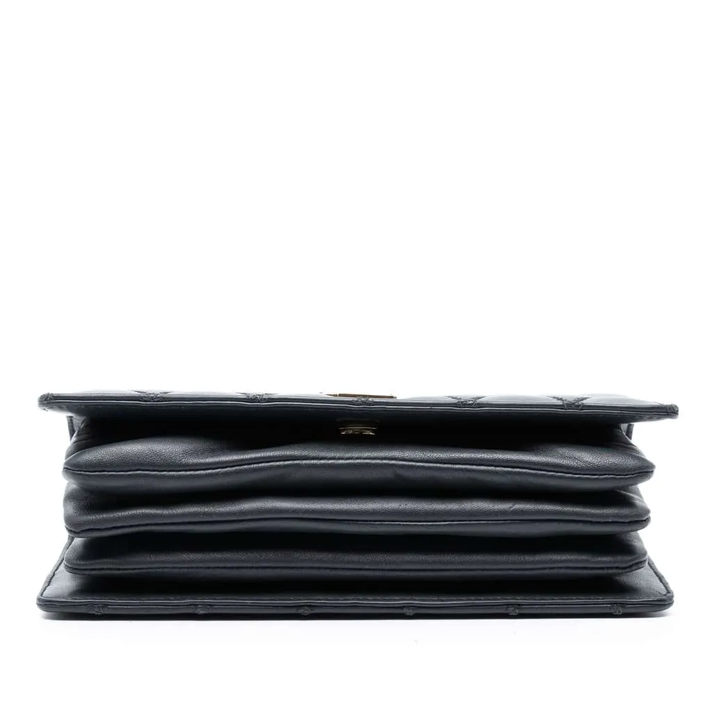 Saint Laurent Diamond Quilted Lambskin Angie Chain Bag Black Leather Very good - Inside View