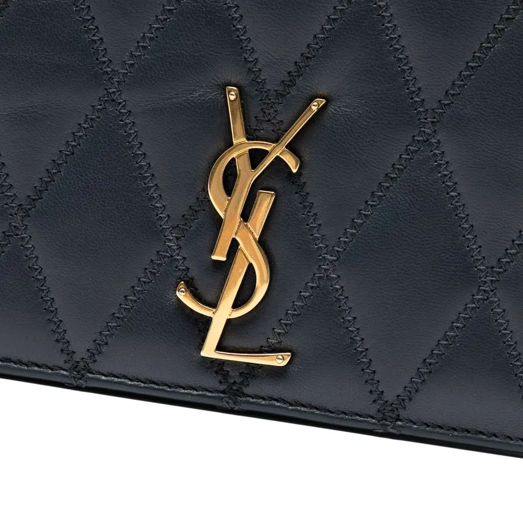 Saint Laurent Diamond Quilted Lambskin Angie Chain Bag Black Leather Very good - Box View