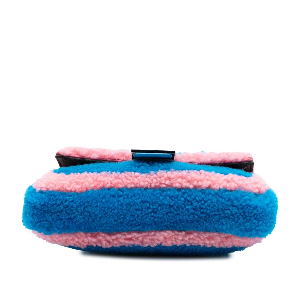 Fendi Micro Bicolor Shearling Baguette Satchel - 3