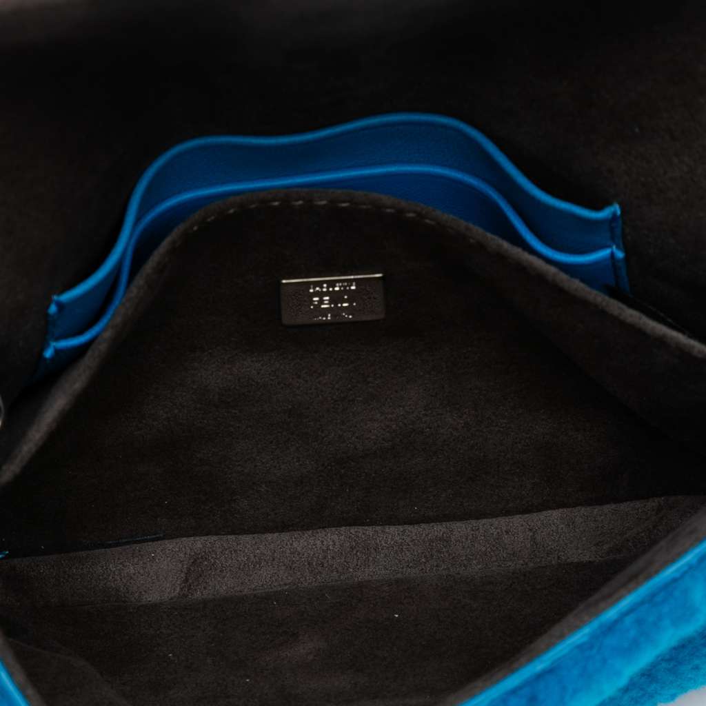 Fendi Micro Bicolor Shearling Baguette Satchel - 4