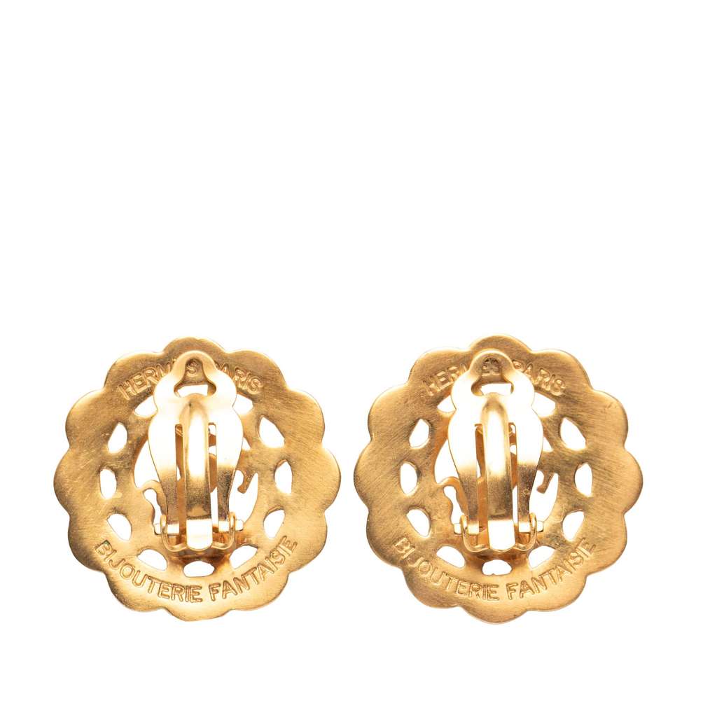 Hermès Gold Plated Bijouterie Fantaisie Clip on Earrings - 2