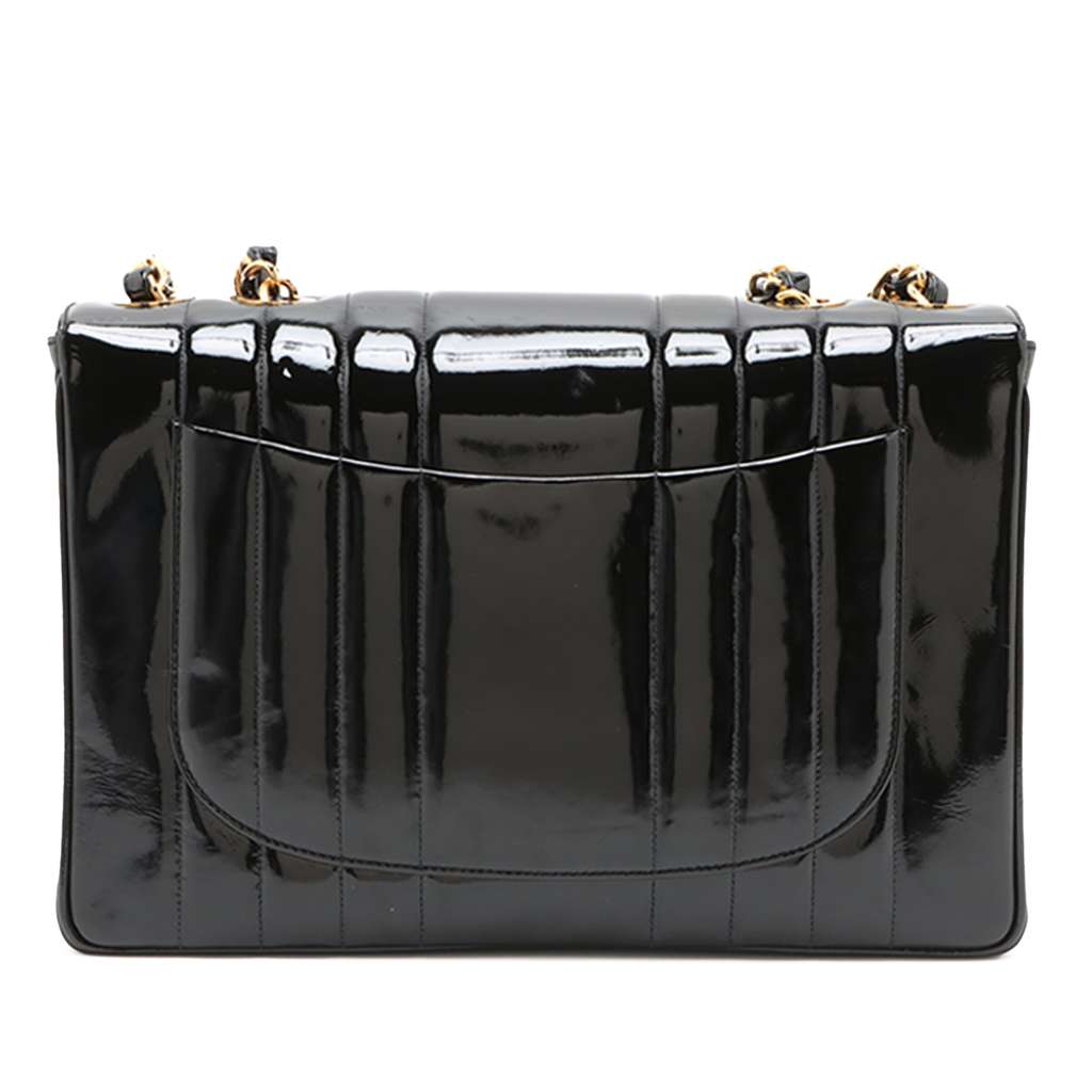 Chanel Jumbo Patent Vertical Quilt Mademoiselle Flap - 2