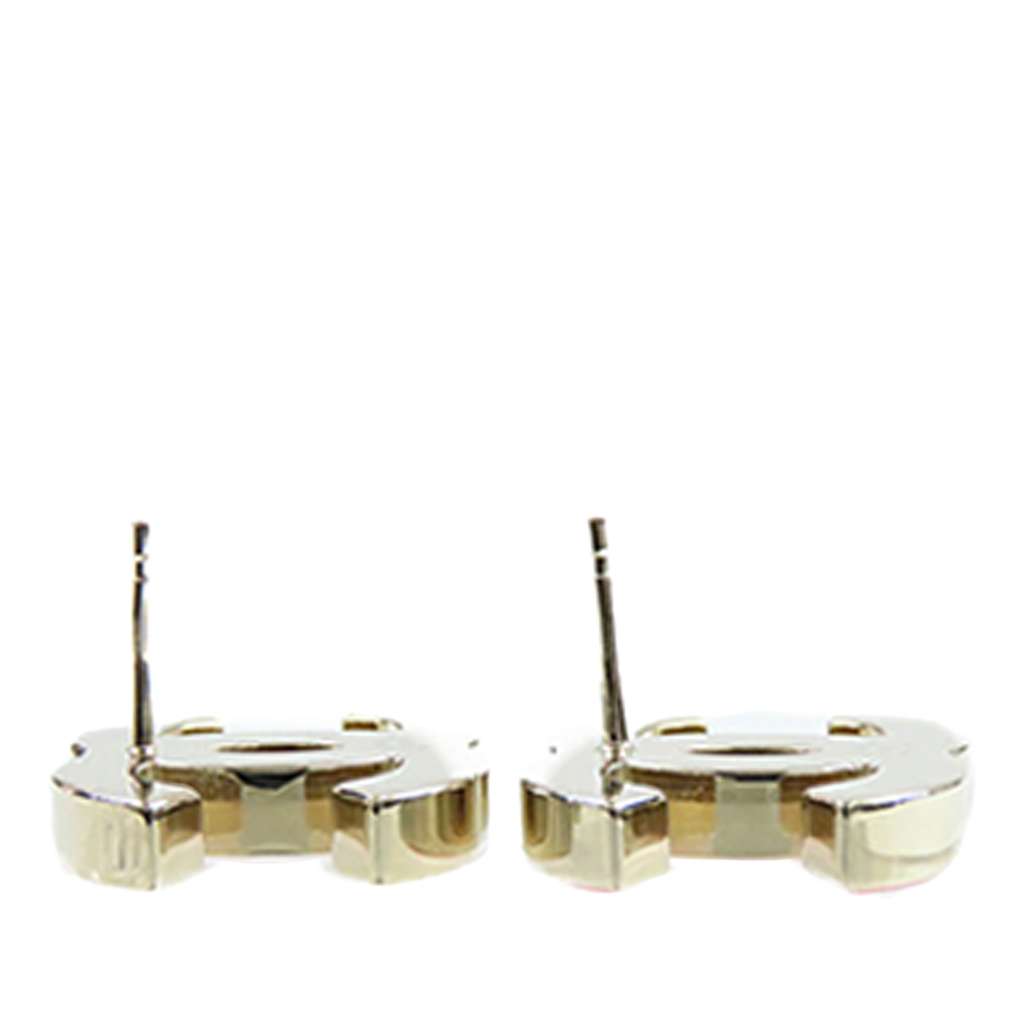 Chanel CC Enamel and Gold Plated Push Back Earrings - 3