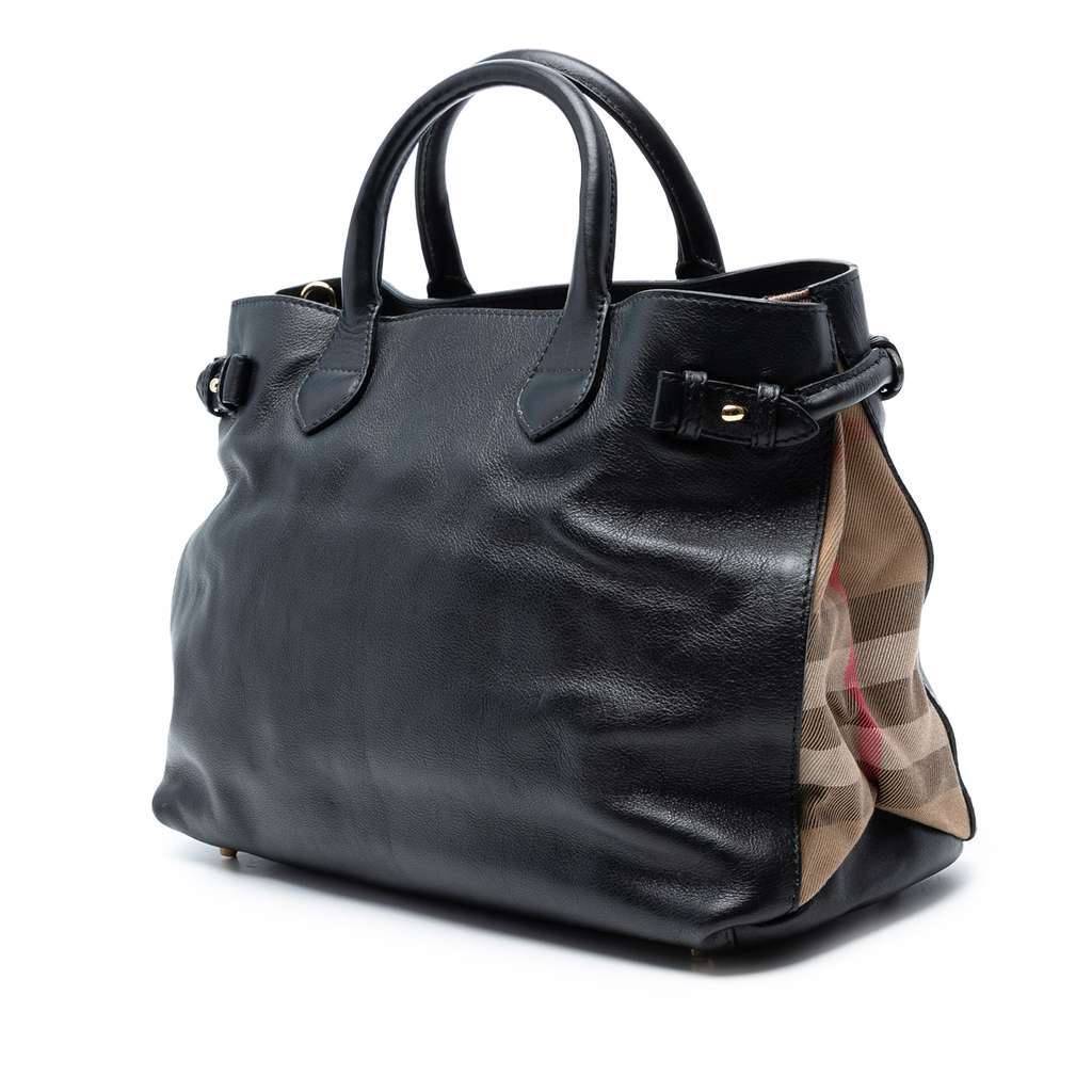 Burberry Medium Leather and House Check Banner Satchel - 2