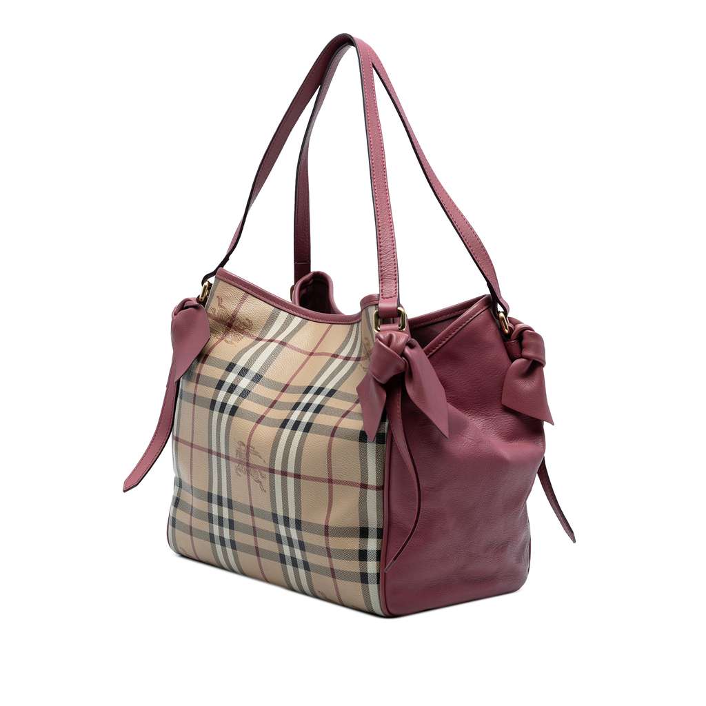 Burberry Small Leather Trimmed Haymarket Check Coated Canvas Canterbury Bow Tote - 2