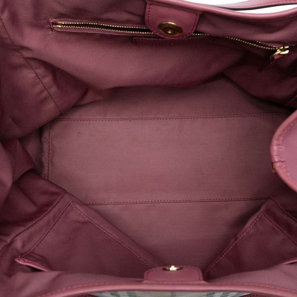 Burberry Small Leather Trimmed Haymarket Check Coated Canvas Canterbury Bow Tote - 4