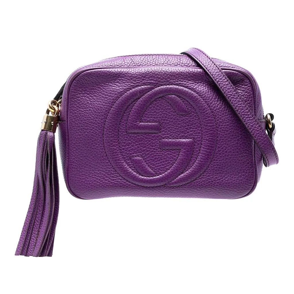 Gucci Leather Soho Disco Crossbody Purple Leather Good - Front View