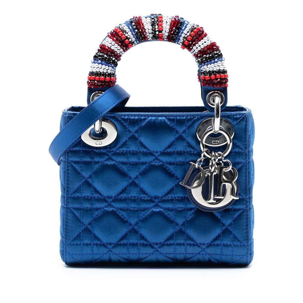 Dior Mini Satin Cannage Beaded Handle Lady Dior