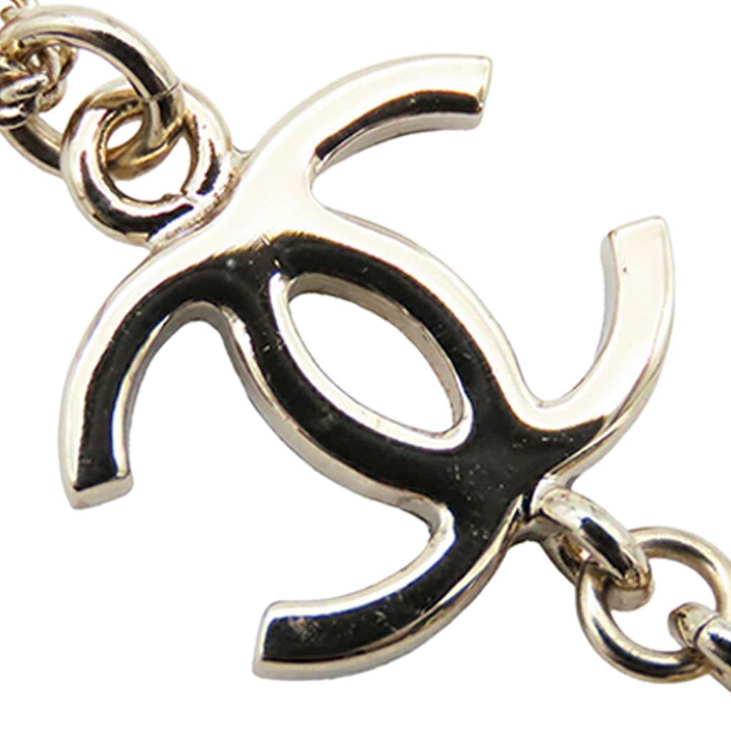 Chanel Gold Plated Enamel CC and Rhinestones Flower Pendant Necklace - 5