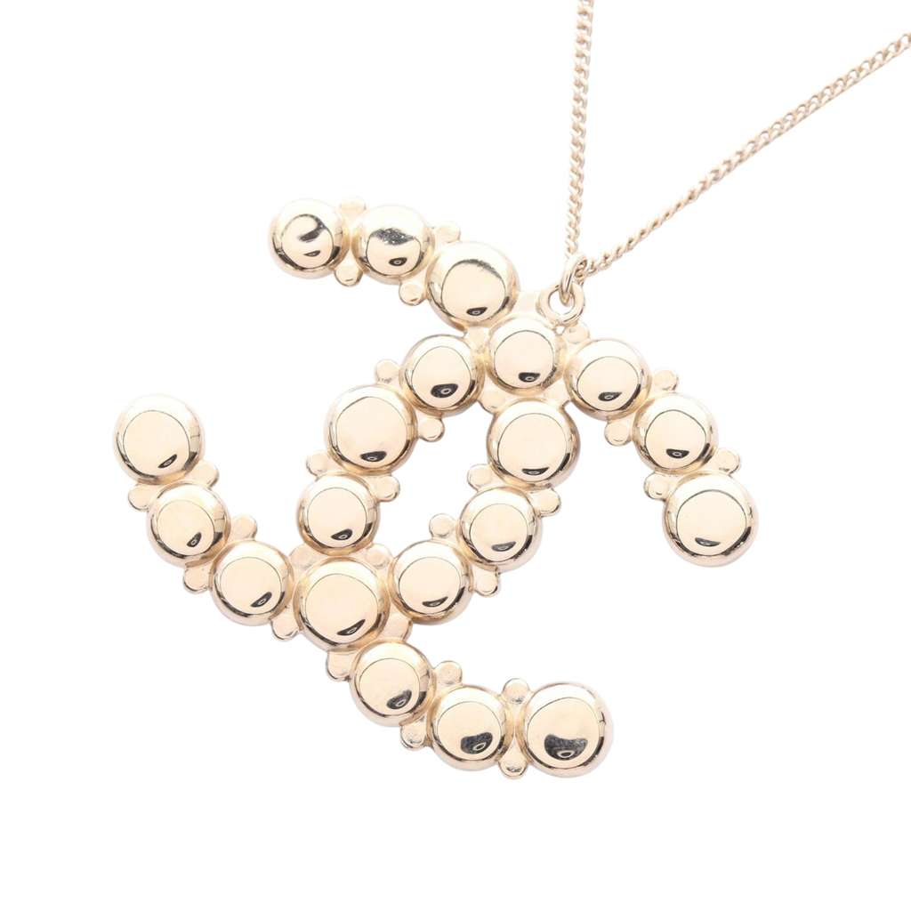 Chanel Gold Plated Faux Pearl CC Rhinestone Pendant Necklace - 2