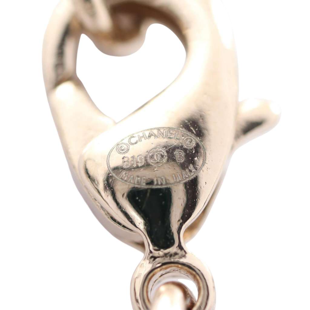 Chanel Gold Plated Faux Pearl CC Rhinestone Pendant Necklace - 5