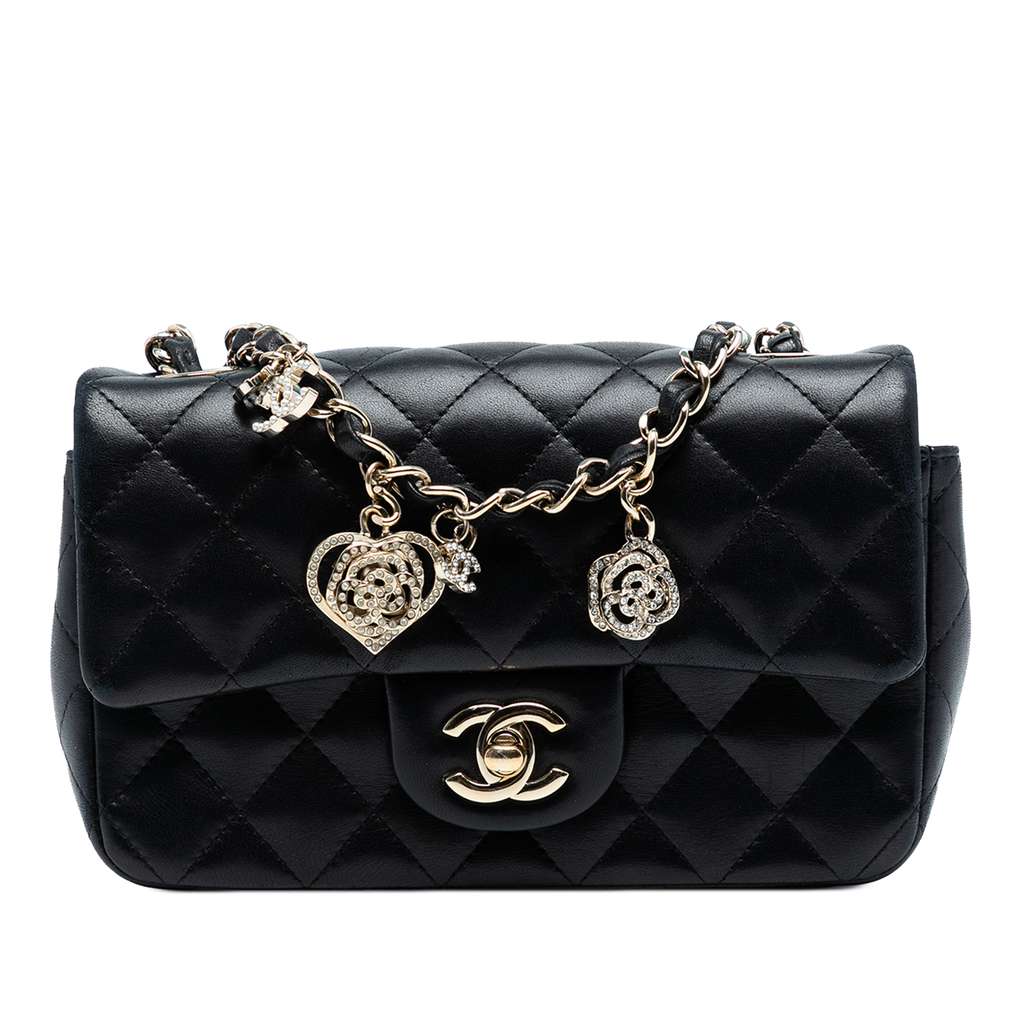 Chanel Mini Rectangular Classic Lambskin Valentines Heart Charms Single Flap