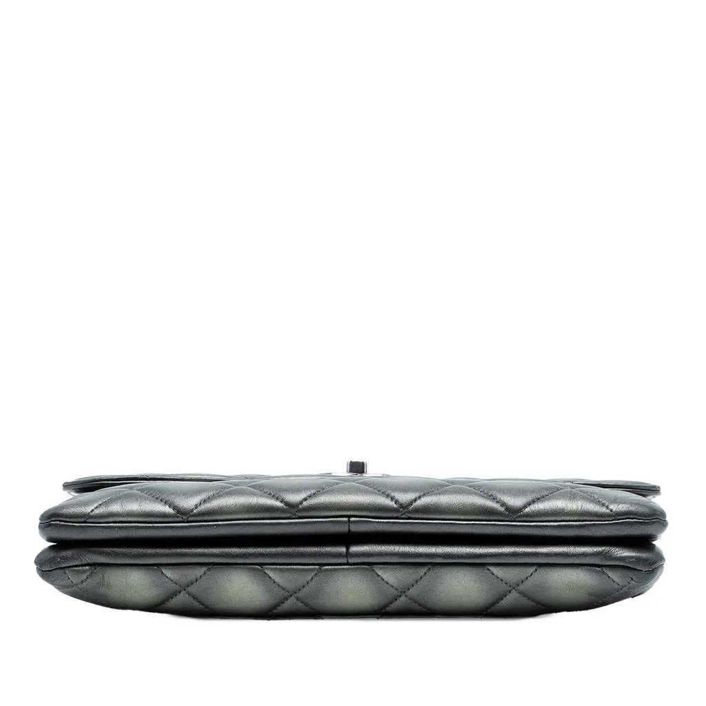 Chanel Quilted Metallic Lambskin Trendy CC Flap Grey Leather Good - Inside View