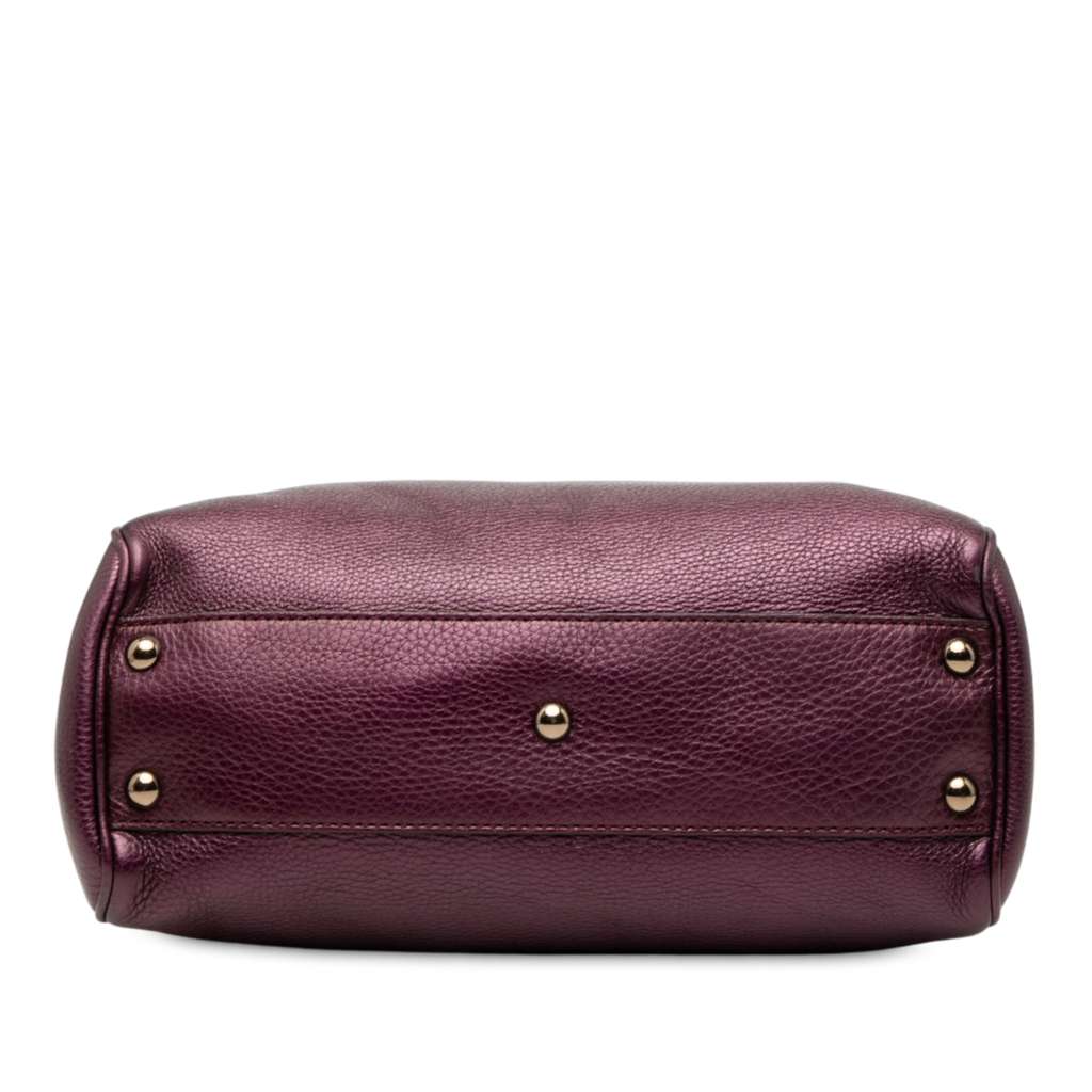 Gucci Small Metallic Calfskin Bamboo Shopper Satchel - 3