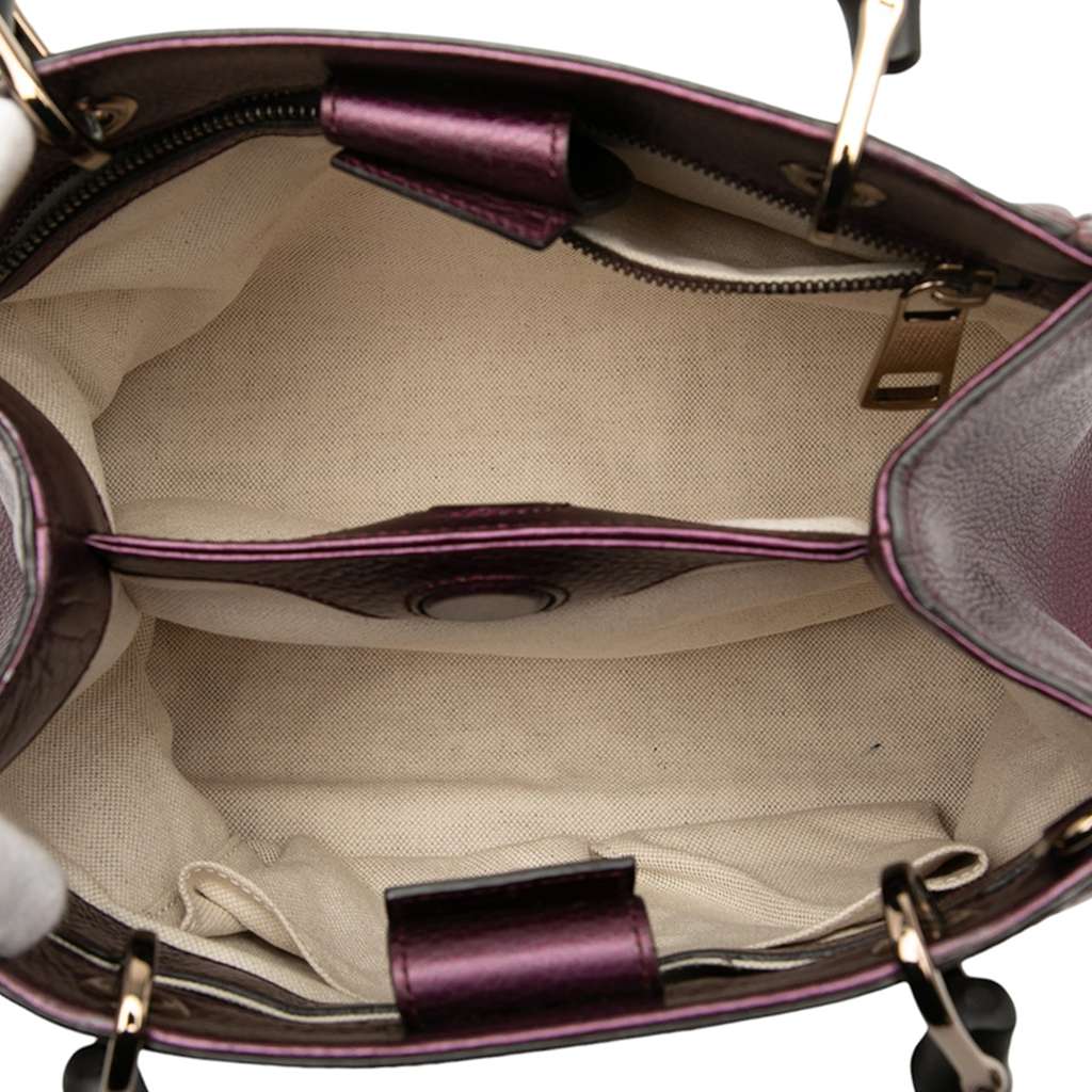 Gucci Small Metallic Calfskin Bamboo Shopper Satchel - 4