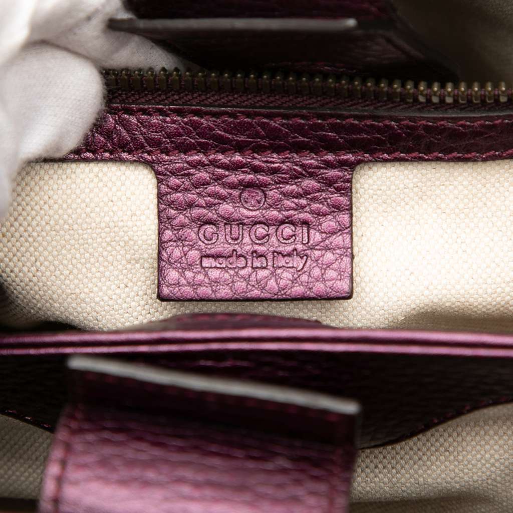 Gucci Small Metallic Calfskin Bamboo Shopper Satchel - 5