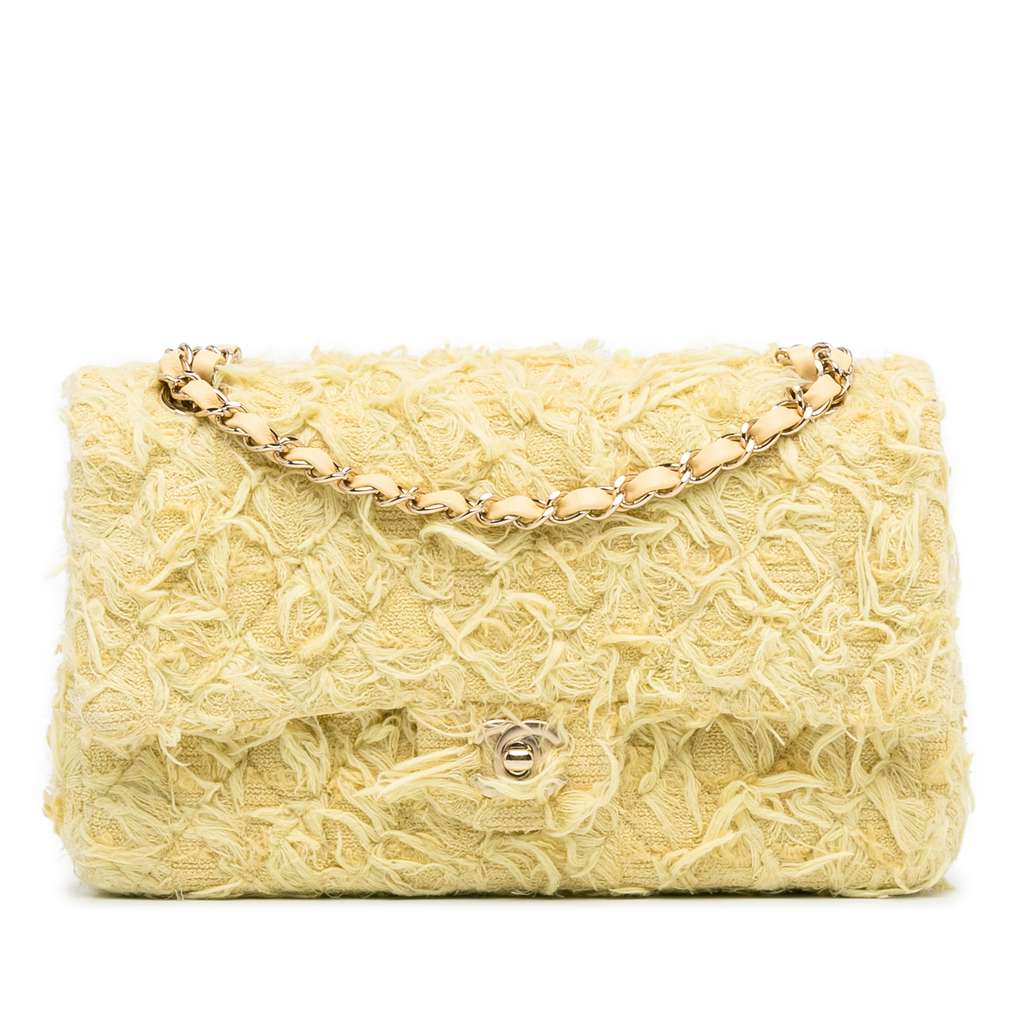 Chanel Medium Classic Fringed Tweed Double Flap