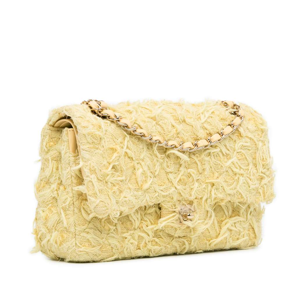 Chanel Medium Classic Fringed Tweed Double Flap - 2