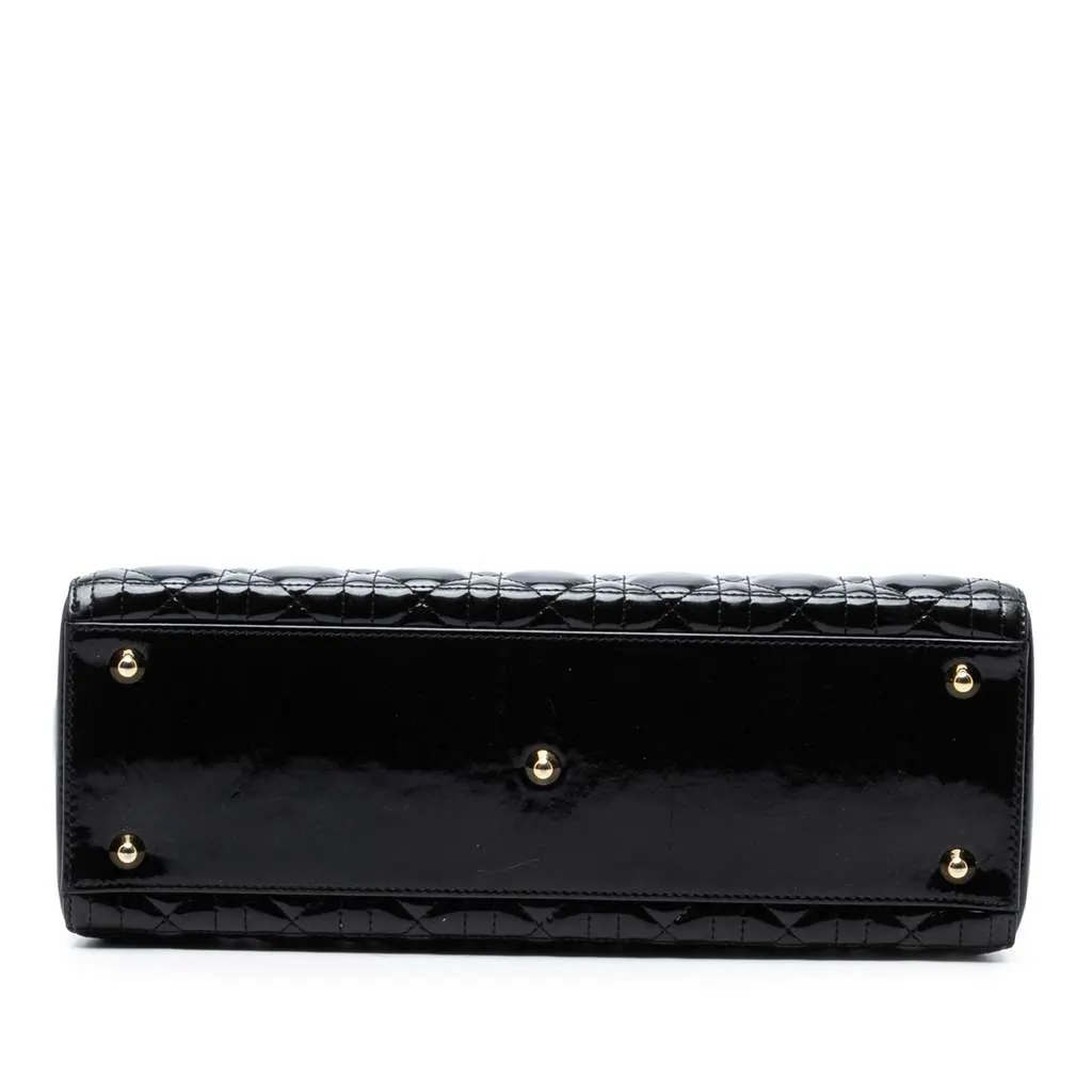 Dior Large Patent Cannage Lady Dior Black Leather Good - Inside View
