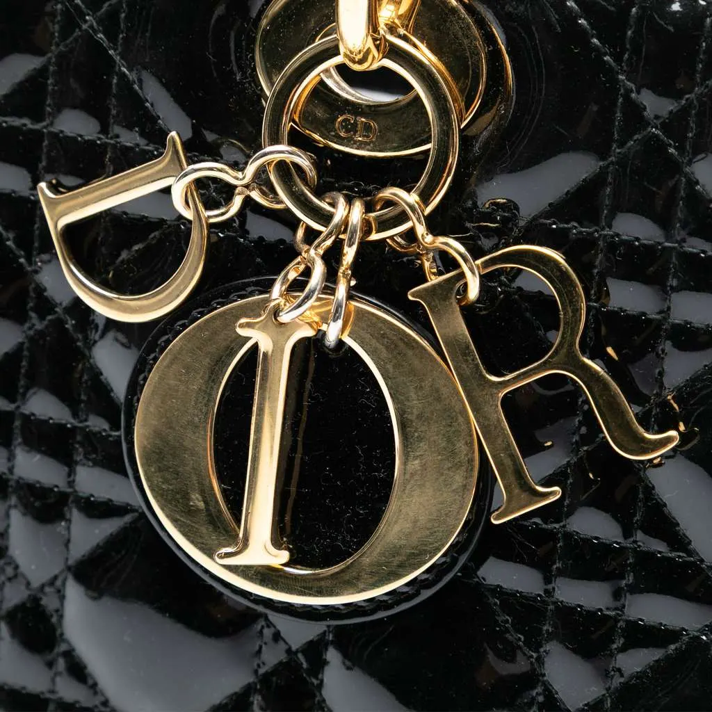 Dior Large Patent Cannage Lady Dior Black Leather Good - Box View