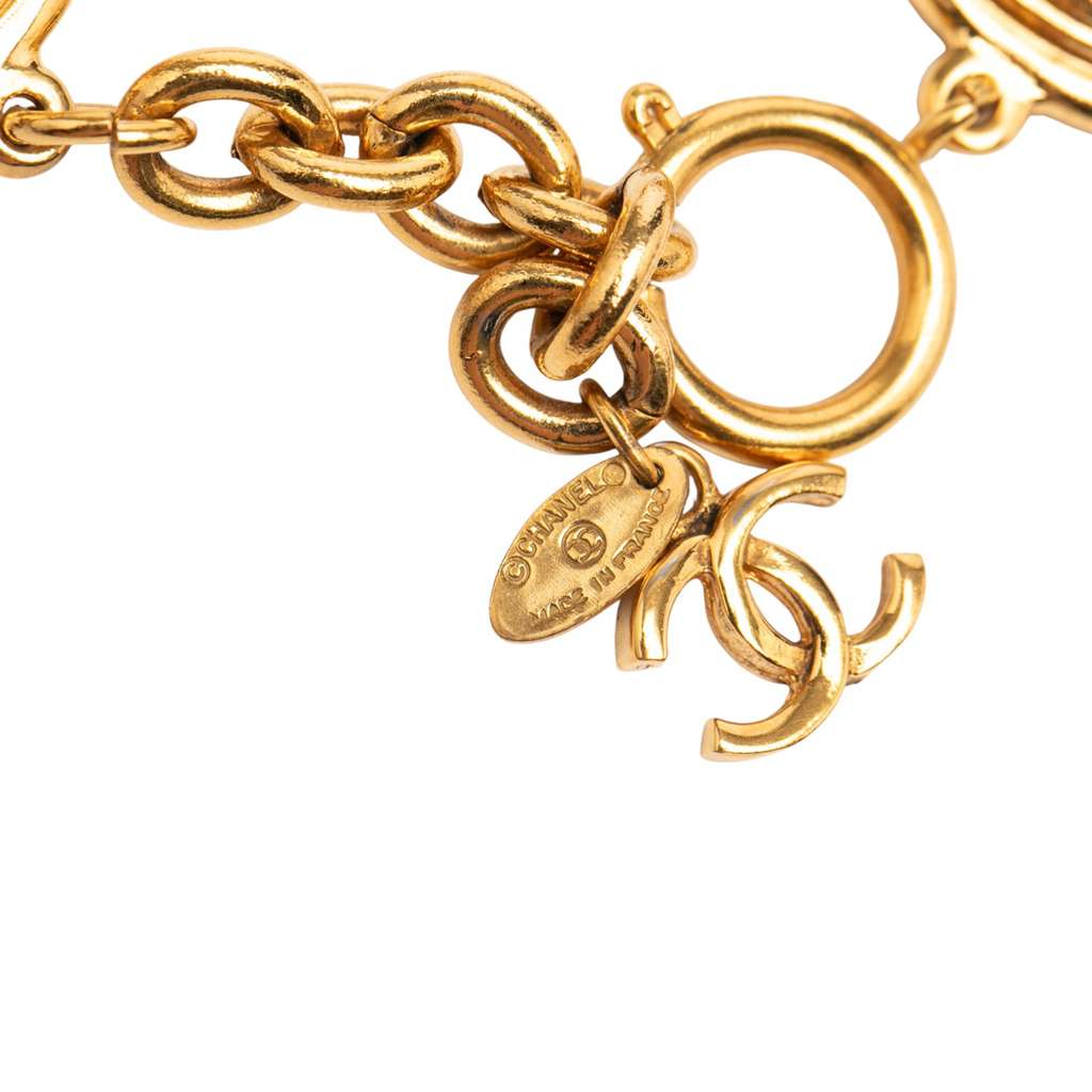Chanel CC Gold Plated Quilted Medallion Bracelet - 5