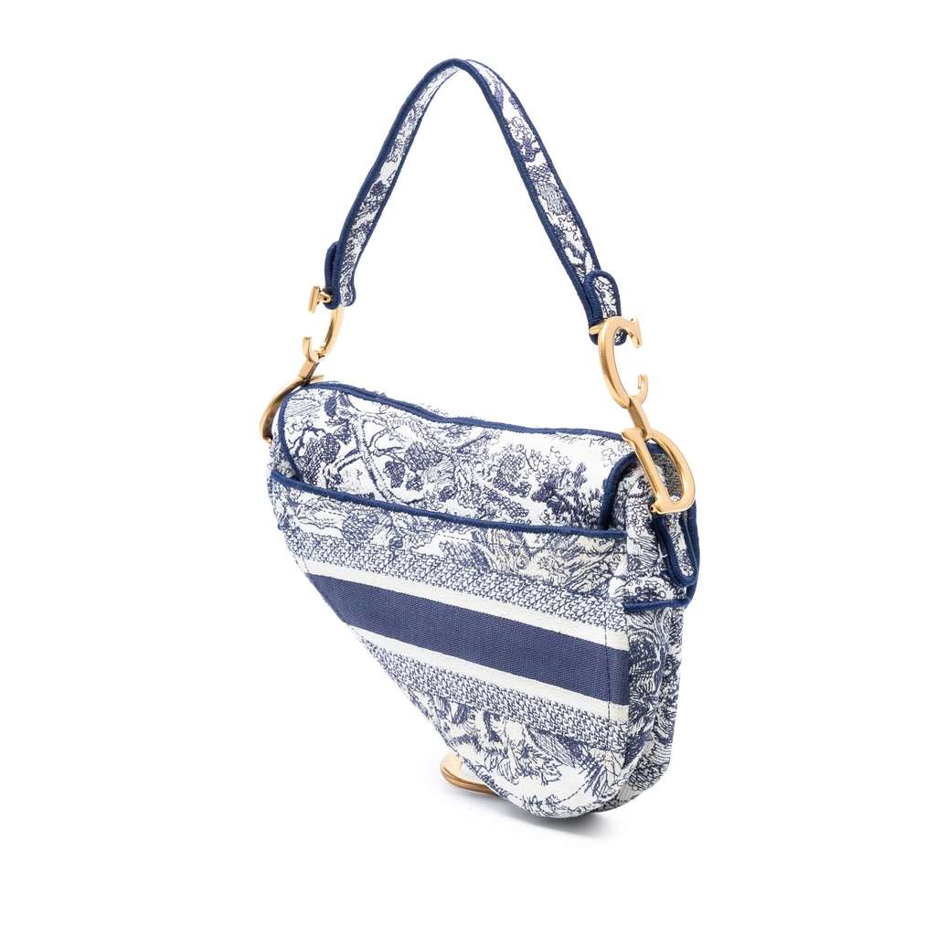 Dior Canvas Embroidered Toile de Jouy Saddle Bag - 2