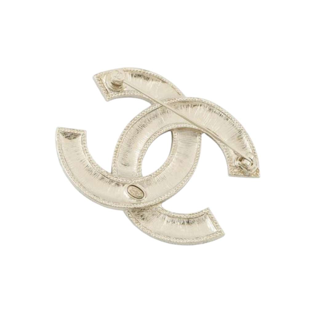 Chanel Gold Plated CC Rhinestone Rainbow Brooch - 3