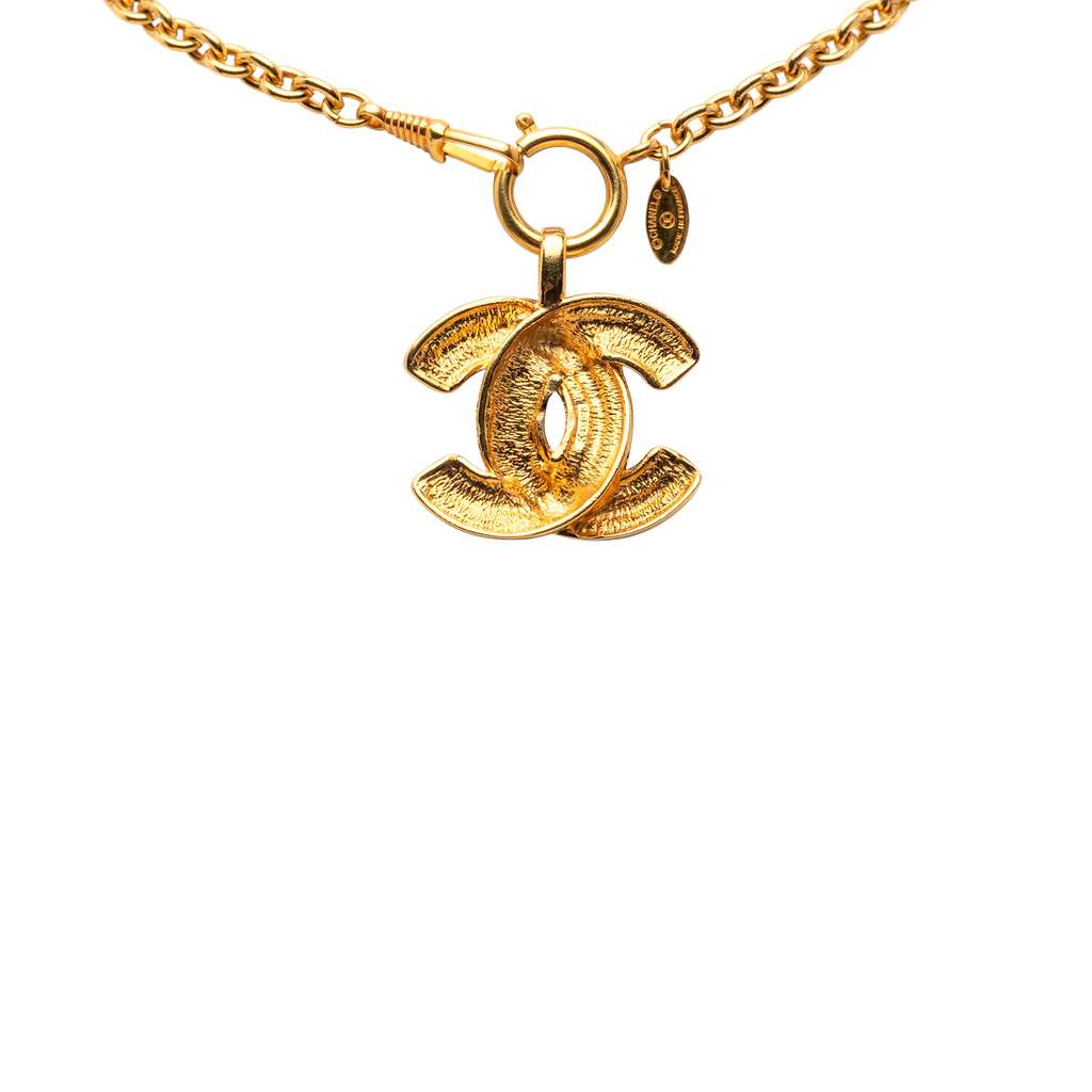 Chanel Gold Plated Quilted CC Pendant Necklace - 3
