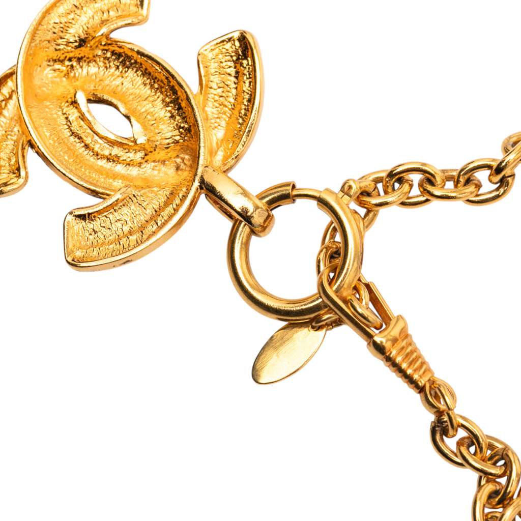 Chanel Gold Plated Quilted CC Pendant Necklace - 5