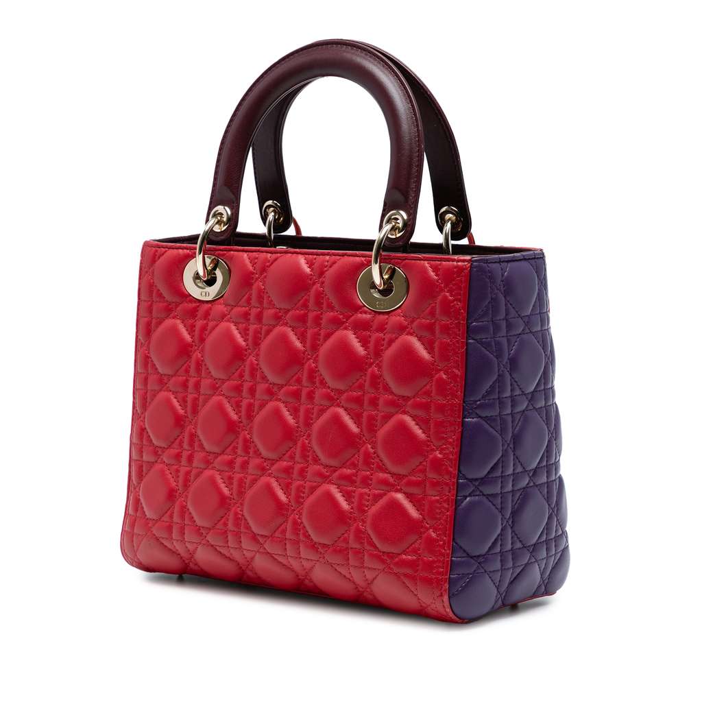 Dior Medium Tricolor Lambskin Cannage Lady Dior - 2