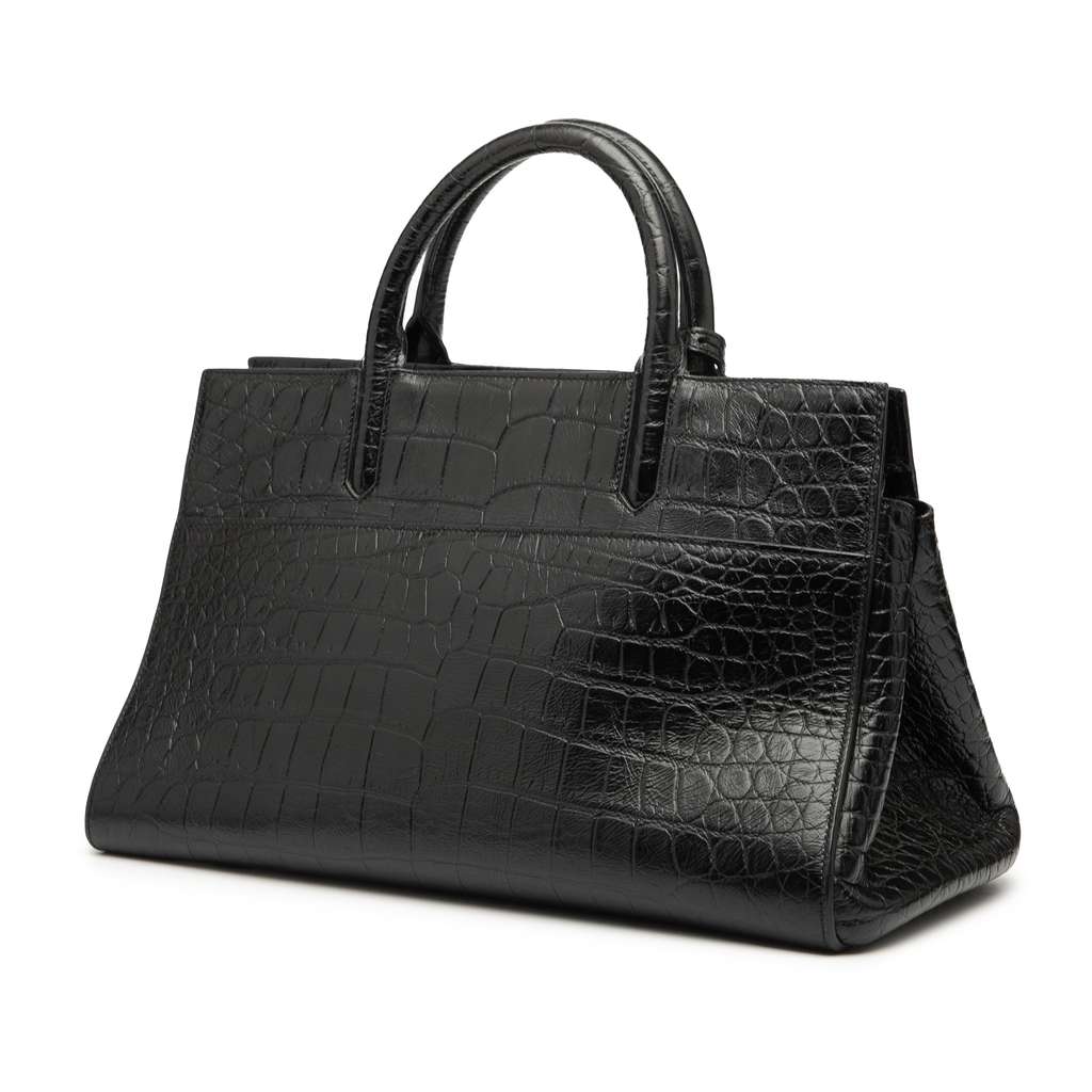 Saint Laurent Small Croc Embossed Calfskin Cabas Rive Gauche Satchel - 2