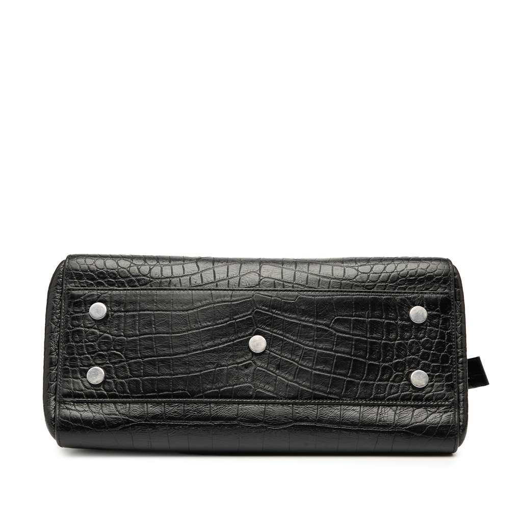 Saint Laurent Small Croc Embossed Calfskin Cabas Rive Gauche Satchel - 3