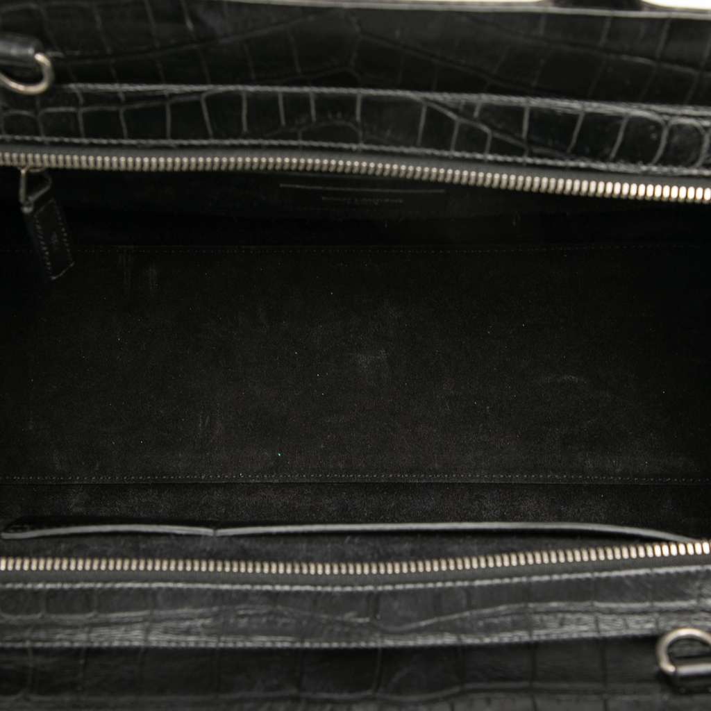 Saint Laurent Small Croc Embossed Calfskin Cabas Rive Gauche Satchel - 4