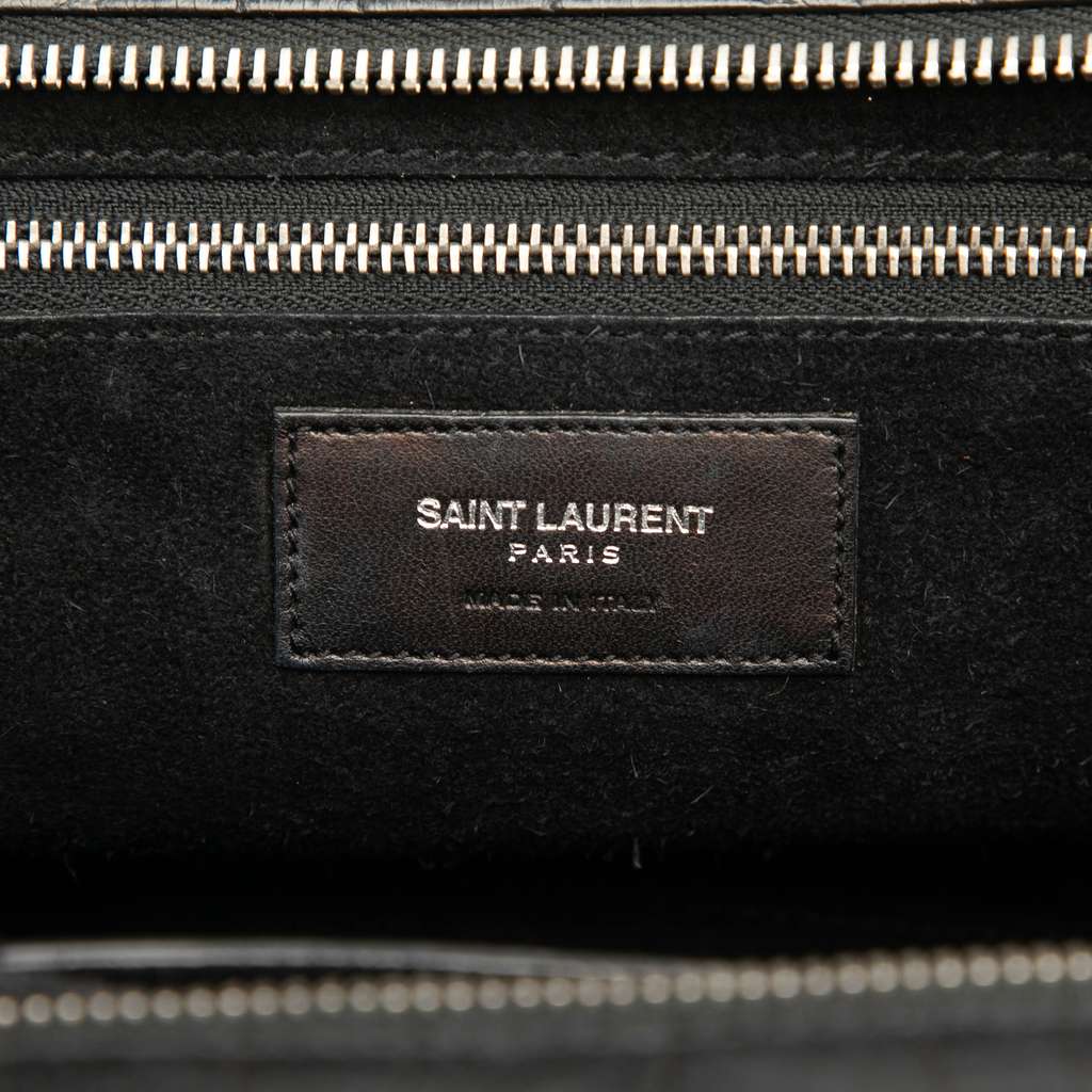 Saint Laurent Small Croc Embossed Calfskin Cabas Rive Gauche Satchel - 5