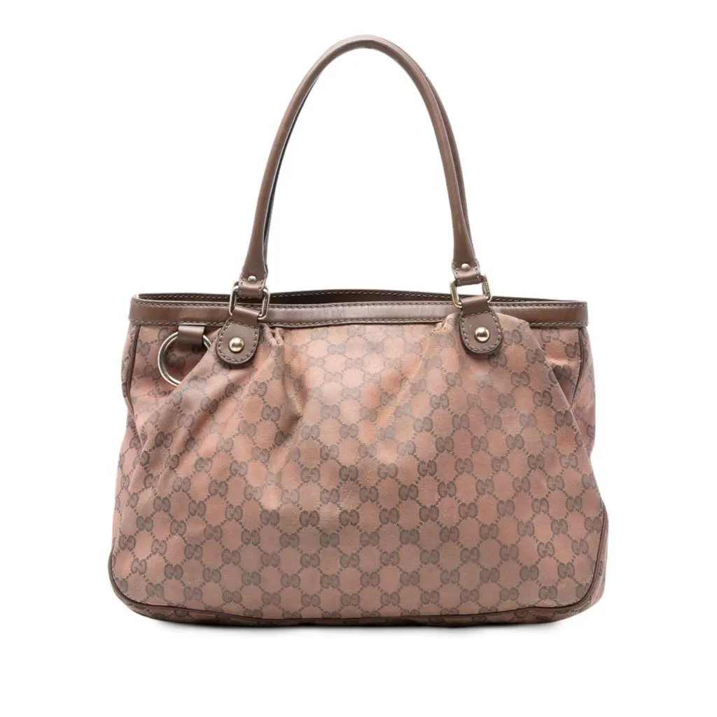 Gucci GG Canvas Sukey Tote Brown Canvas Good - Front View