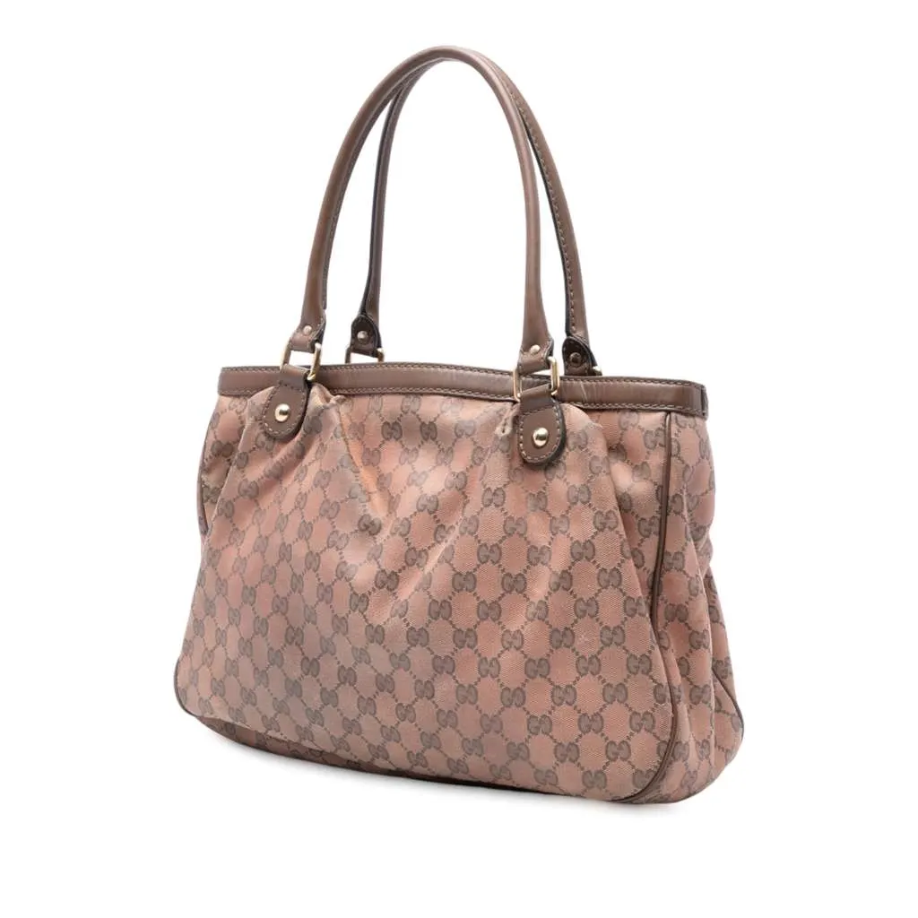 Gucci GG Canvas Sukey Tote Brown Canvas Good - Back View