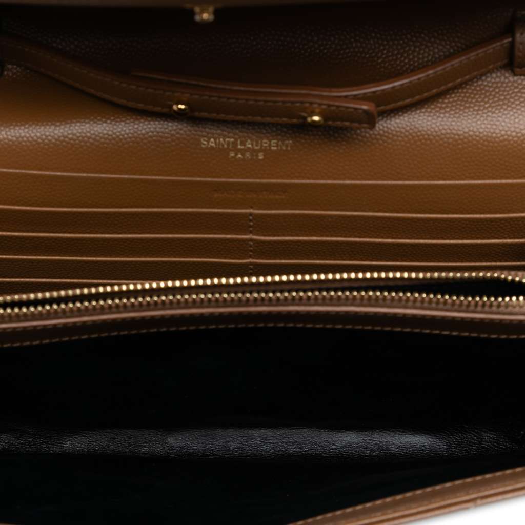 Saint Laurent Grain De Poudre Matelasse Chevron Monogram Chain Wallet - 4