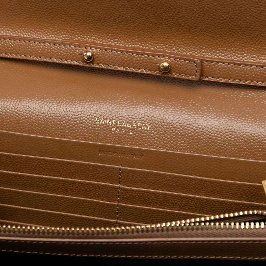 Saint Laurent Grain De Poudre Matelasse Chevron Monogram Chain Wallet - 5