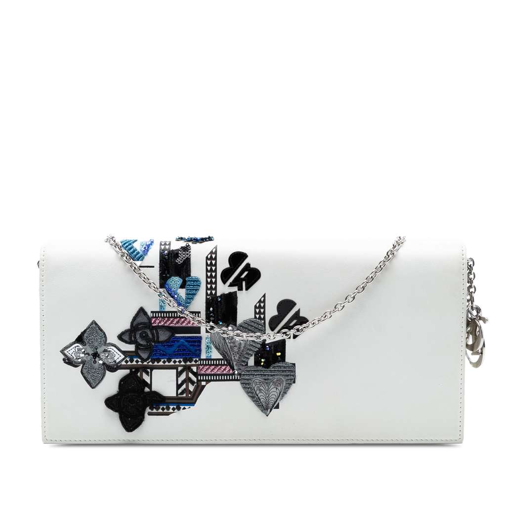 Dior Leather Patch Embellished Clutch on Chain