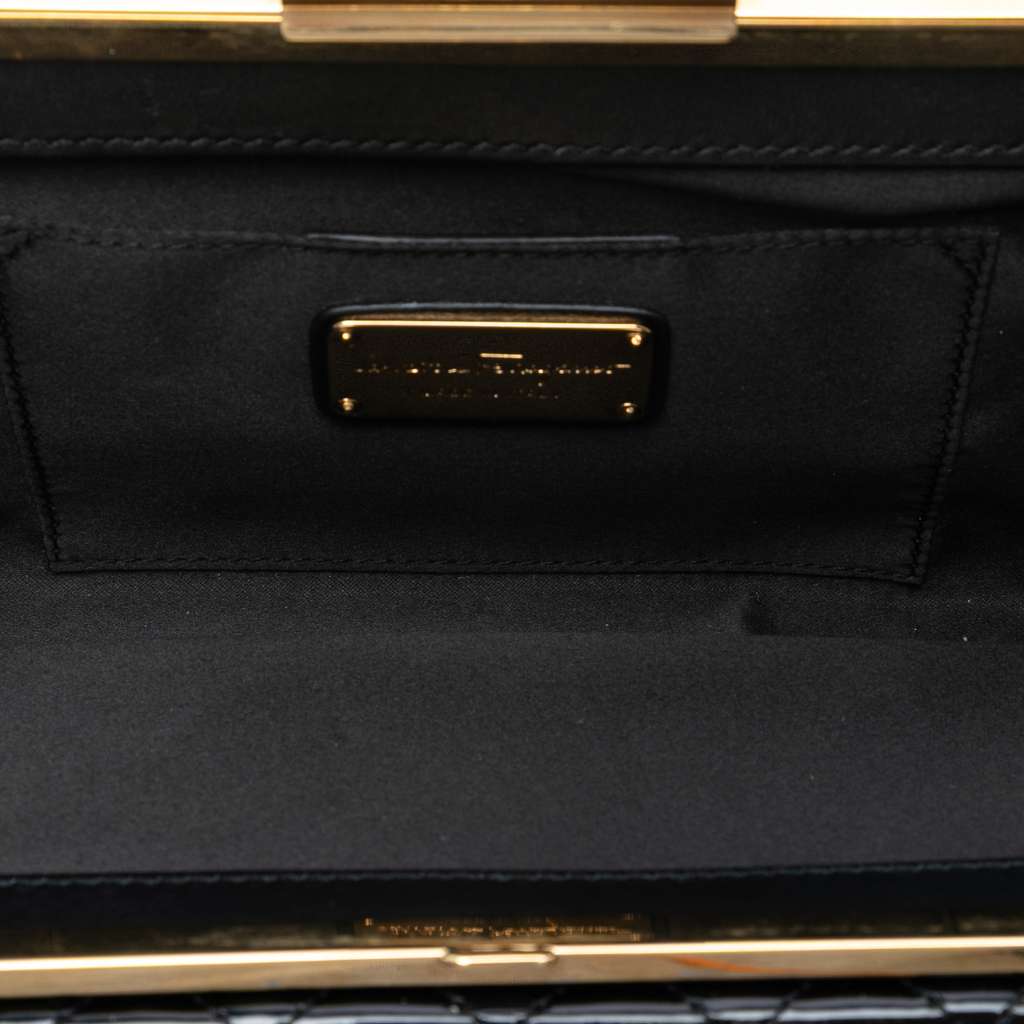 Salvatore Ferragamo Quilted Patent Clutch with Chain - 4