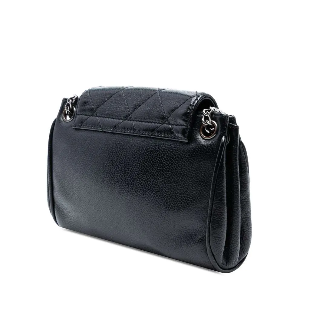 Chanel Mini Quilted Caviar Accordion Flap Black Leather Very good - Back View