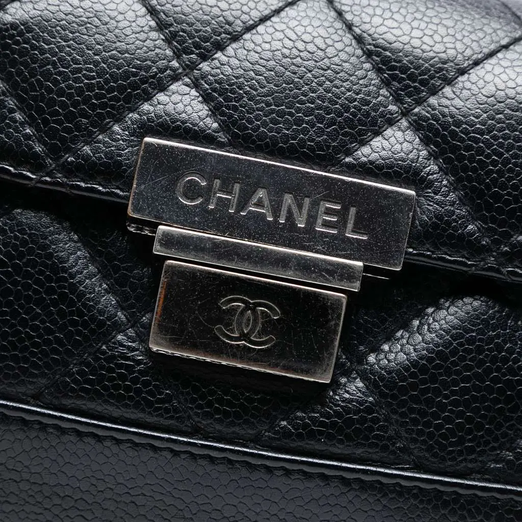 Chanel Mini Quilted Caviar Accordion Flap Black Leather Very good - Box View