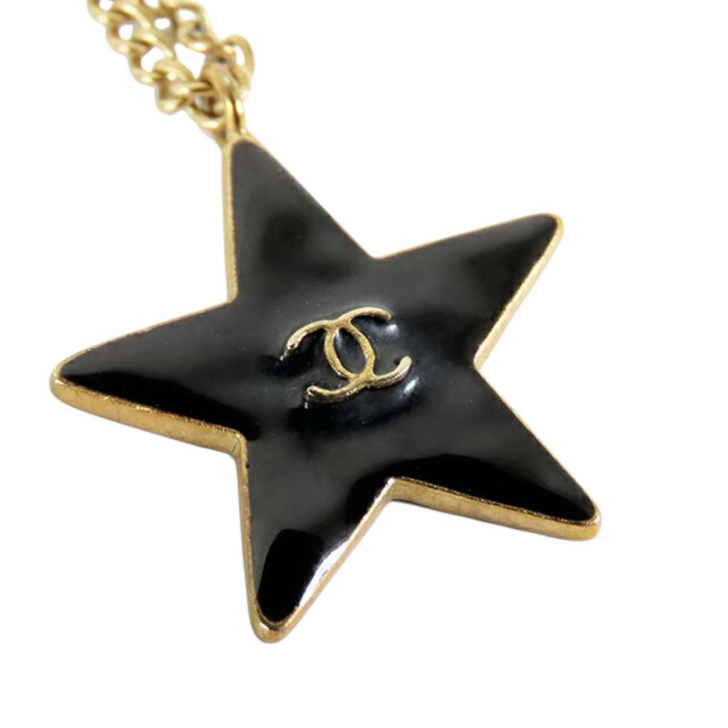 Chanel Gold Plated Enamel CC Logo Star Pendant Necklace - 3