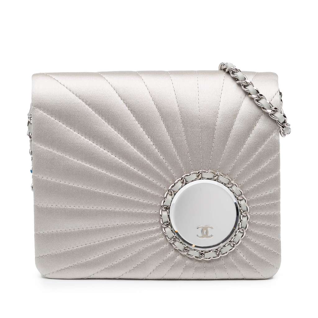 Chanel Satin Embellished Mirror Flap with Chain