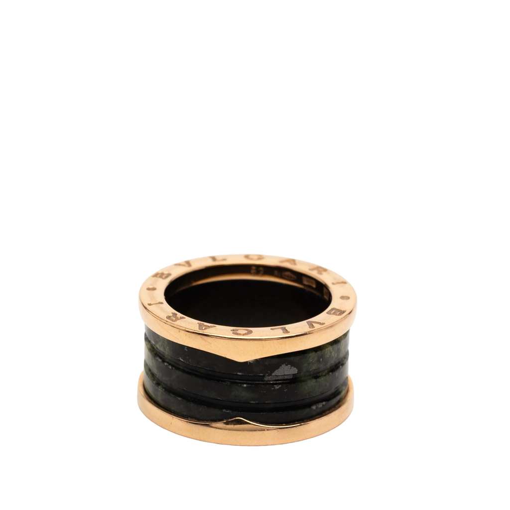 Bvlgari 18K Rose Gold and Bowenite B Zero1 Four Band Ring - 3