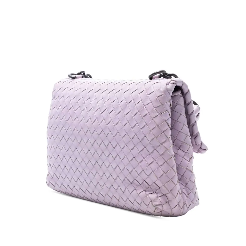 Bottega Veneta Small Nappa Intrecciato Olimpia Shoulder Bag Purple Leather Very good - Back View