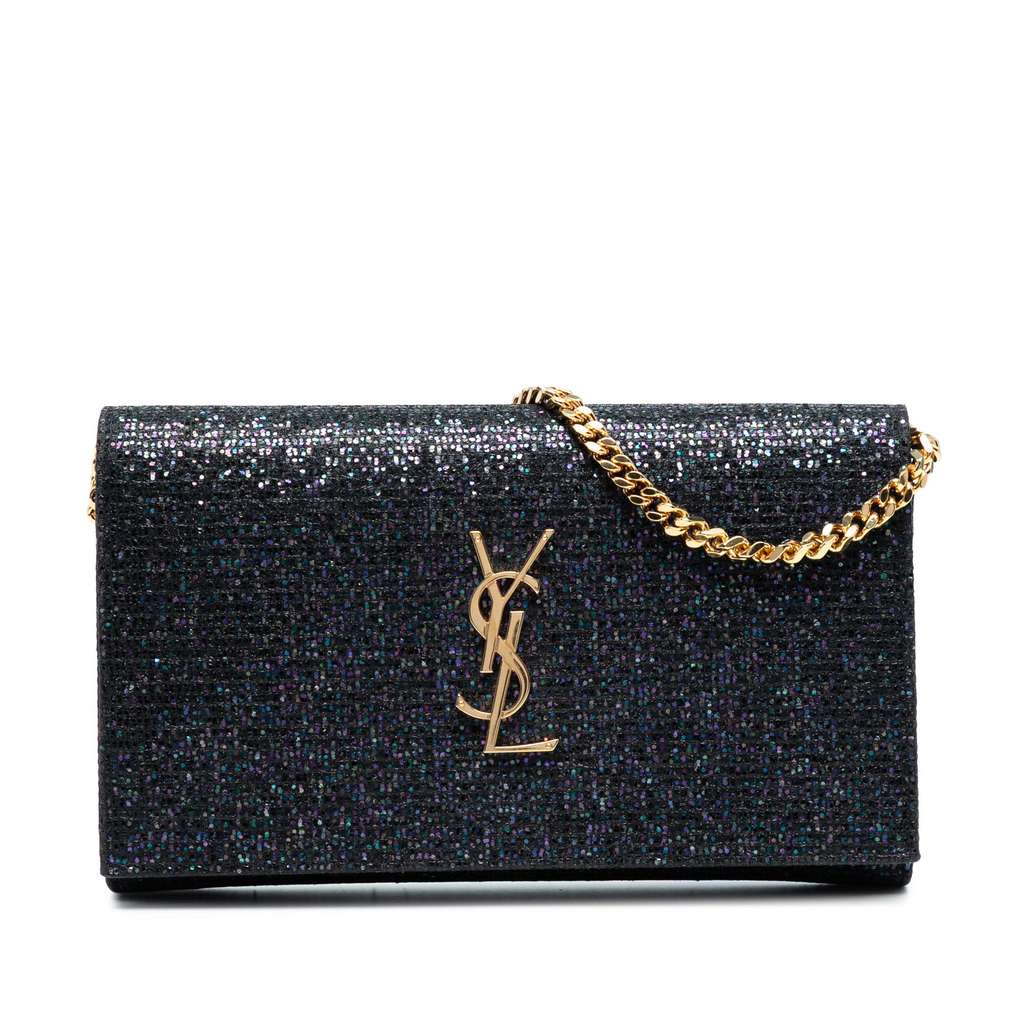Saint Laurent Glitter Monogram Kate Wallet on Chain