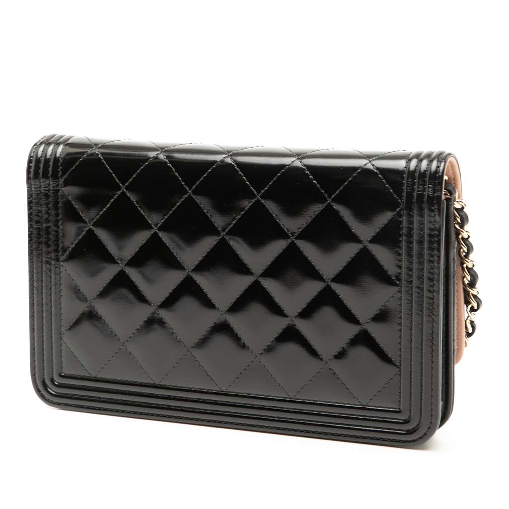 Chanel Quilted Patent Boy Wallet on Chain - 2